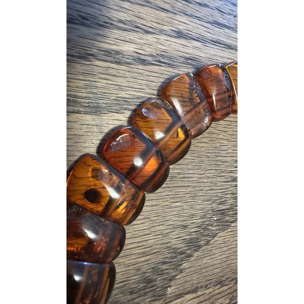 Vintage Baltic Amber Cleopatra Necklace 49 Pcs UV Tested Genuine Cognac 17" - Picture 7 of 11
